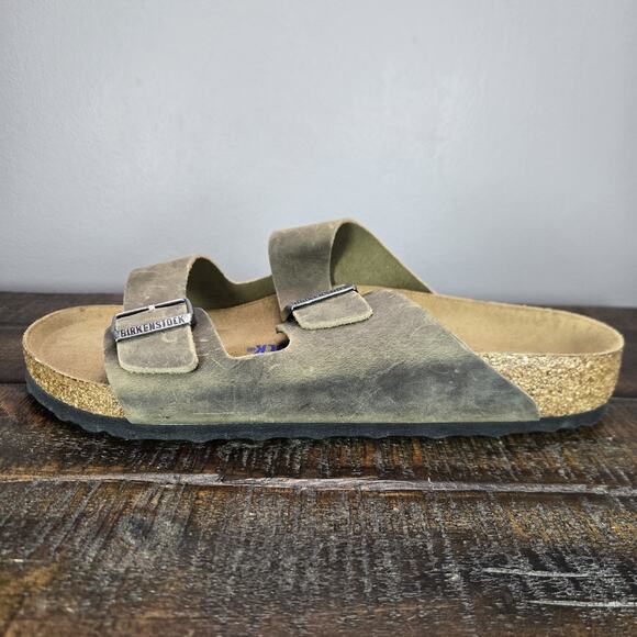 Birkenstock Arizona Mens Size 10 Regular Strap Slides Sandal Brown Leather EU 43 - Picture 7 of 11